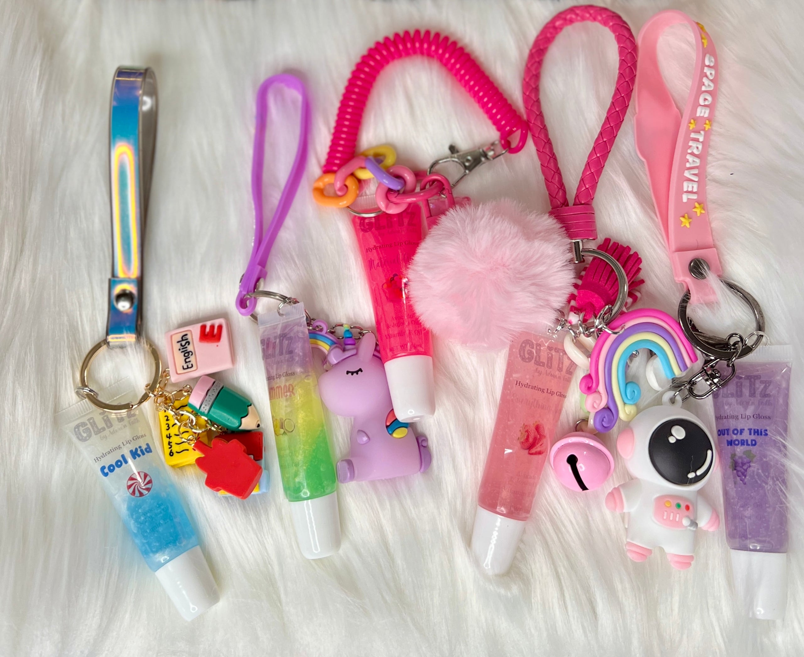 lip gloss keychain with letters